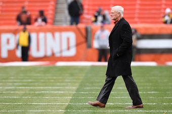 CLEVELAND, OH - NOVEMBER 20:  Cleveland Browns owner Jimmy Haslam looks on during warmups prior to the game against the Pittsburgh Steelers at FirstEnergy Stadium on November 20, 2016 in Cleveland, Ohio. (Photo by Jason Miller/Getty Images)