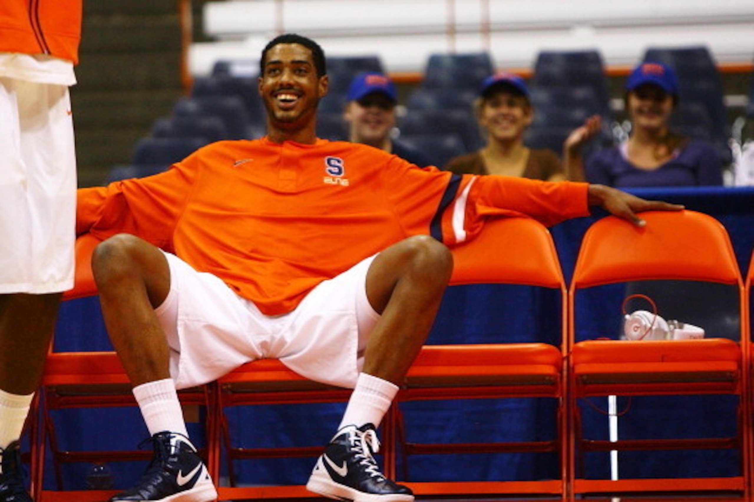 SYRACUSE, NY - NOVEMBER 08: Fab Melo #51 of the Syracuse Orange relaxes before the game against the College of Saint Rose Golden Knights at the Carrier Dome on November 8, 2011 in Syracuse, New York. (Photo by Nate Shron/Getty Images)