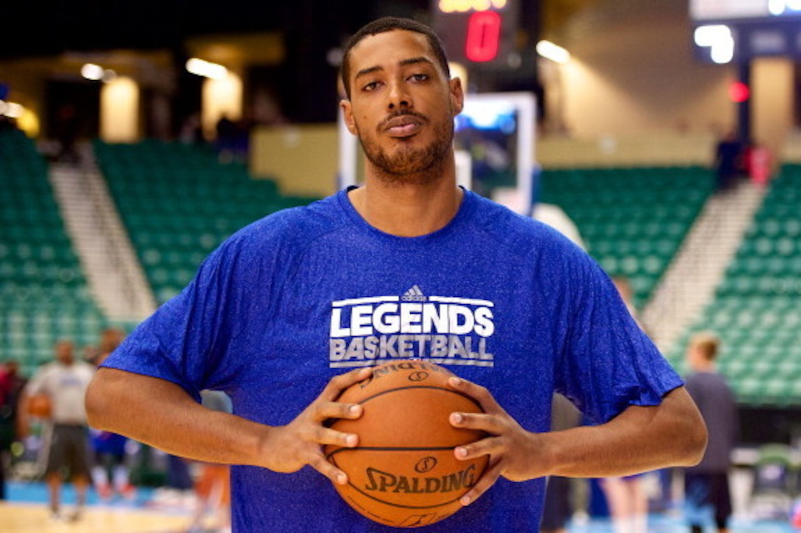 FRISCO, TX - FEBRUARY 1:  Fab Melo #41 of the Texas Legends warms up before the game against Rio Grande Valley Vipers on February 1, 2014 at Dr. Pepper Arena in Frisco, Texas. NOTE TO USER: User expressly acknowledges and agrees that, by downloading and o