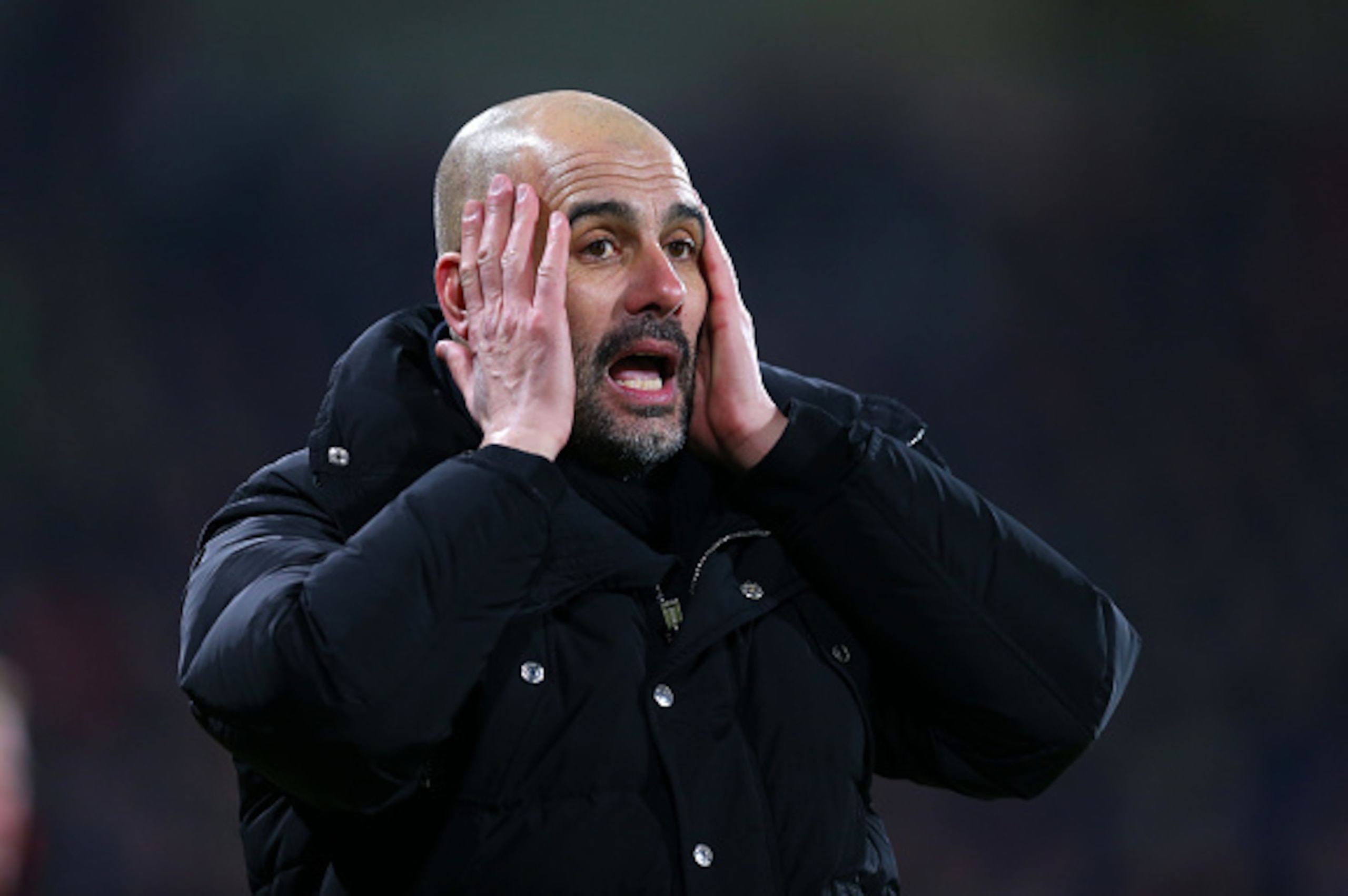 BOURNEMOUTH, ENGLAND - FEBRUARY 13: Pep Guardiola manager of Manchester City reacts during the Premier League match between AFC Bournemouth and Manchester City at Vitality Stadium on February 13, 2017 in Bournemouth, England. (Photo by Catherine Ivill - A BOURNEMOUTH, ENGLAND - FEBRUARY 13: Pep Guardiola manager of Manchester City reacts during the Premier League match between AFC Bournemouth and Manchester City at Vitality Stadium on February 13, 2017 in Bournemouth, England. (Photo by Catherine Ivill - A