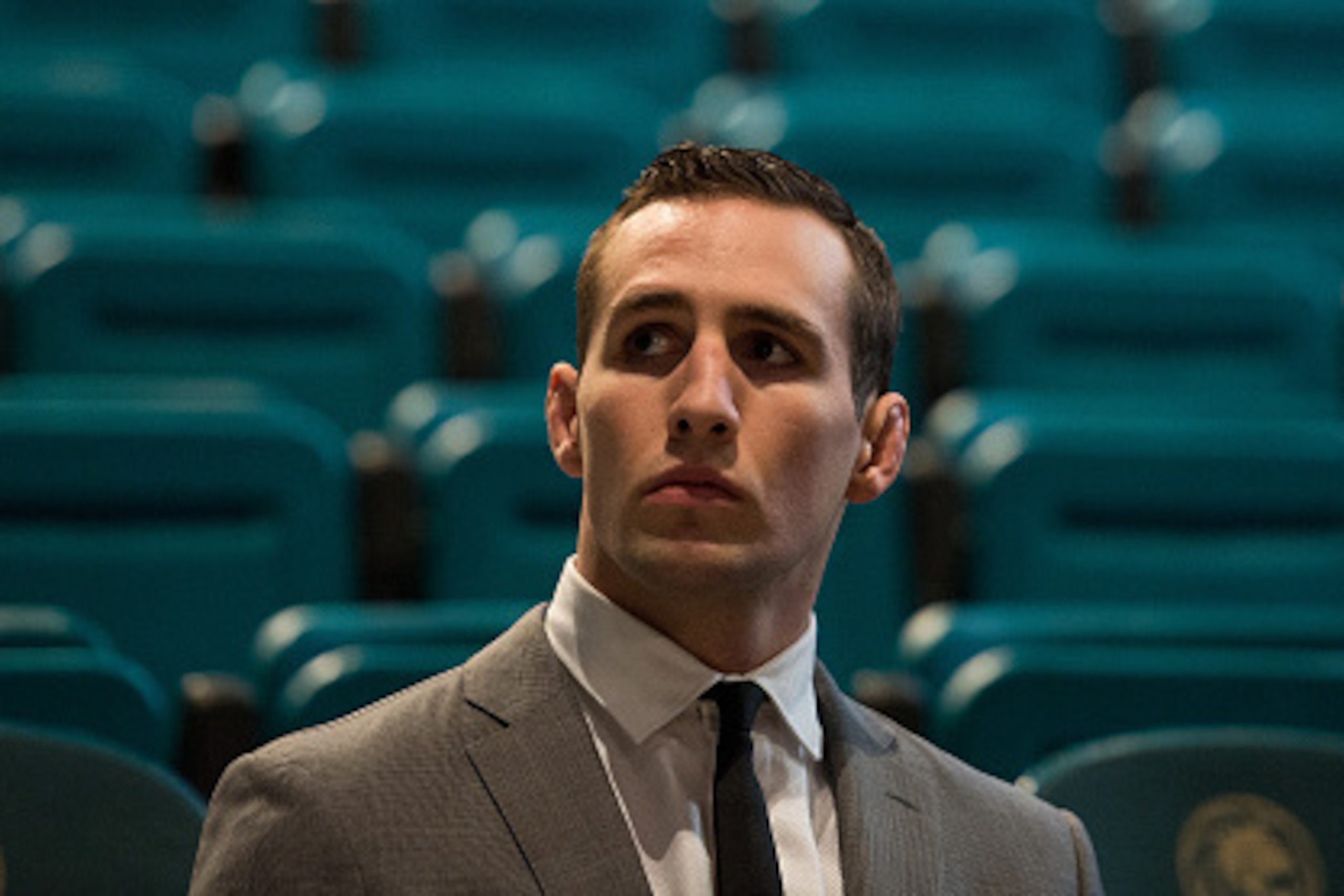 LAS VEGAS, NV - MARCH 4:   Rory MacDonald waits backstage stage before the UFC Unstoppable Launch Press Conference in the MGM Grand Garden Arena on March 4, 2016 in Las Vegas, Nevada. (Photo by Brandon Magnus/Zuffa LLC/Zuffa LLC via Getty Images)