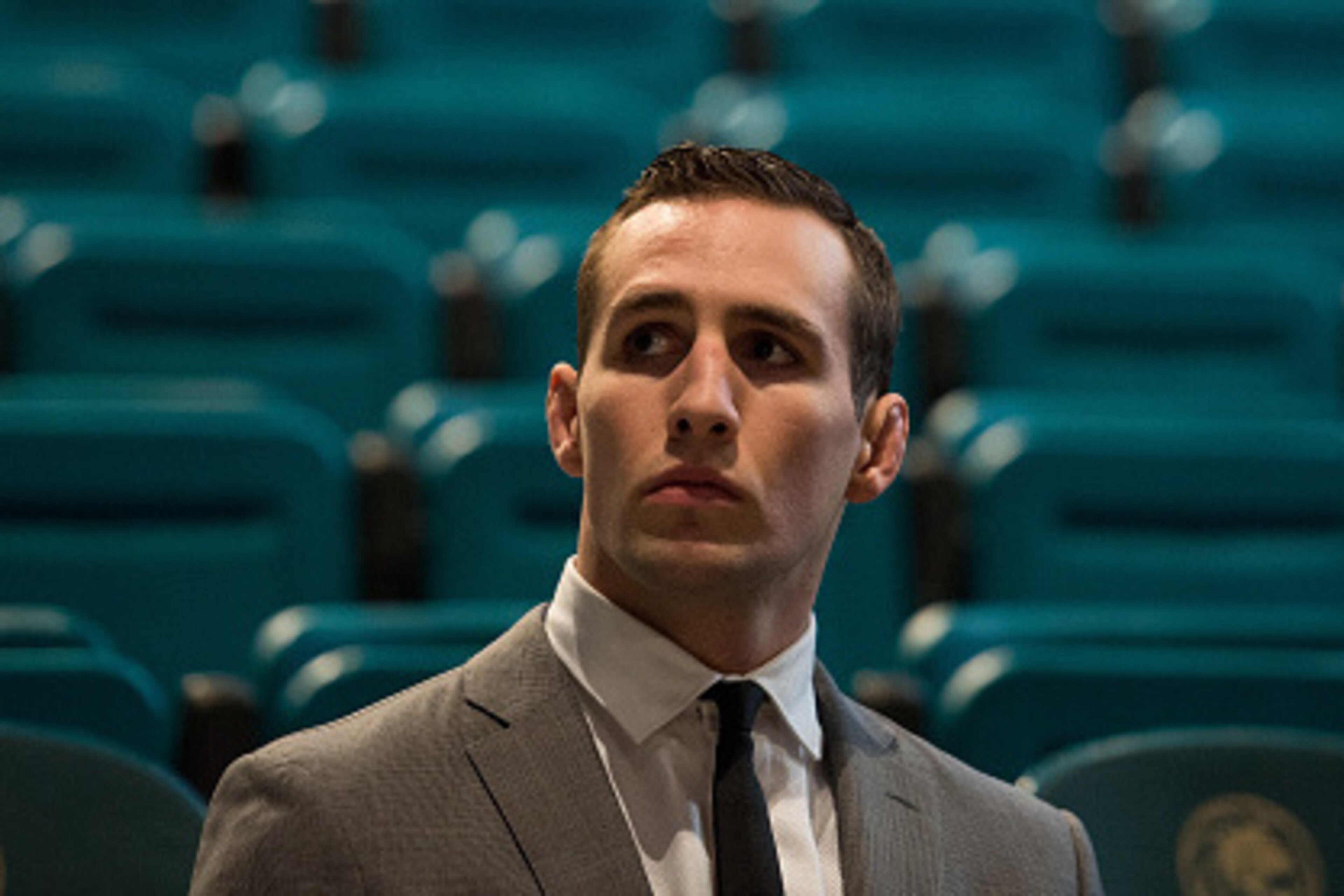LAS VEGAS, NV - MARCH 4:   Rory MacDonald waits backstage stage before the UFC Unstoppable Launch Press Conference in the MGM Grand Garden Arena on March 4, 2016 in Las Vegas, Nevada. (Photo by Brandon Magnus/Zuffa LLC/Zuffa LLC via Getty Images)