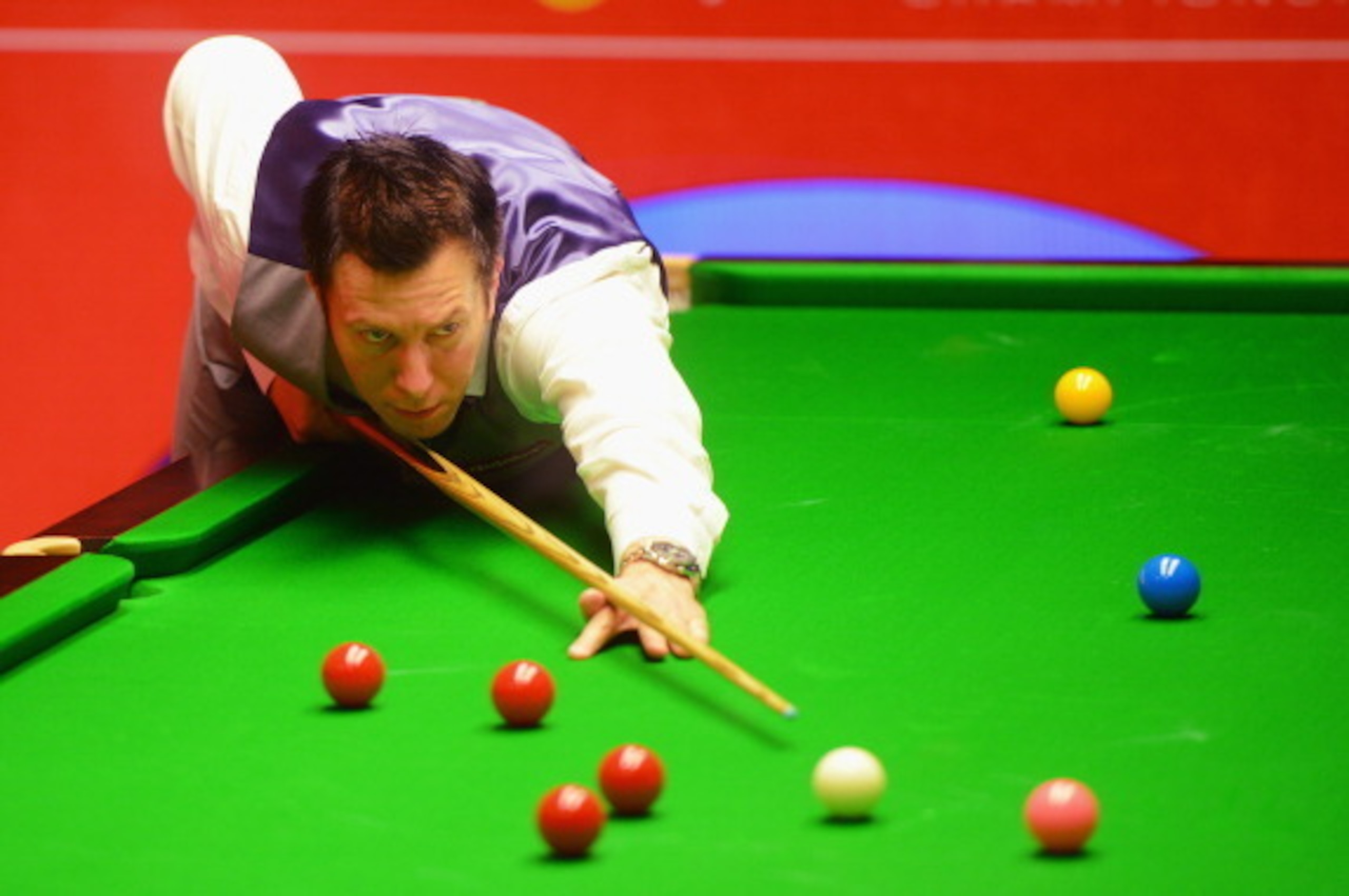 SHEFFIELD, ENGLAND - APRIL 30:  Dominic Dale plays a shot in his quarter final match against Barry Hawkins at the Crucible Theatre on April 30, 2014 in Sheffield, England.  (Photo by Michael Regan/Getty Images)