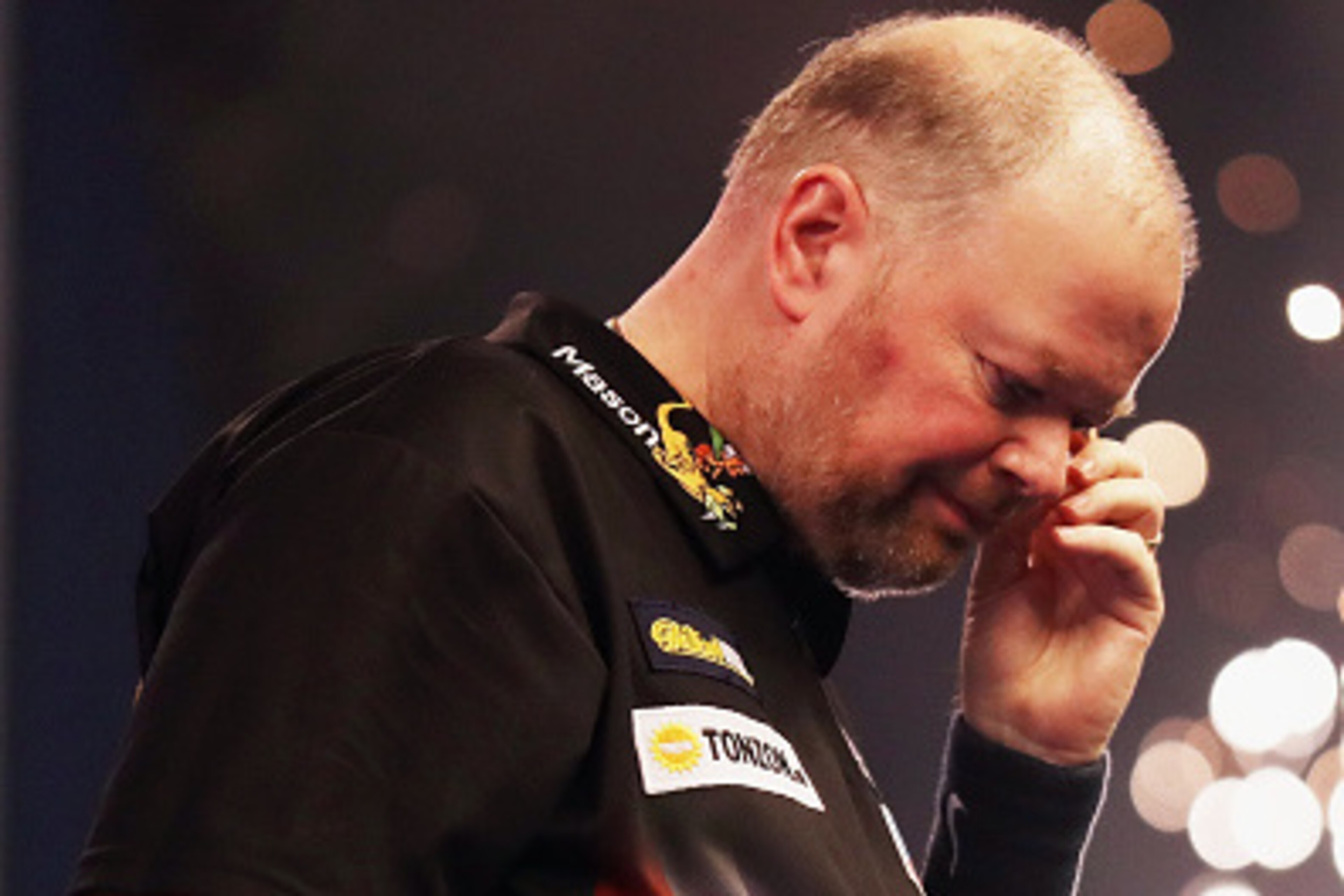 LONDON, ENGLAND - JANUARY 01:  Raymond van Barneveld of The Netherlands lost to Michael van Gerwen of The Netherlands in their semi-final on day fourteen of the 2017 William Hill PDC World Darts Championships at Alexandra Palace on January 1, 2017 in Lond