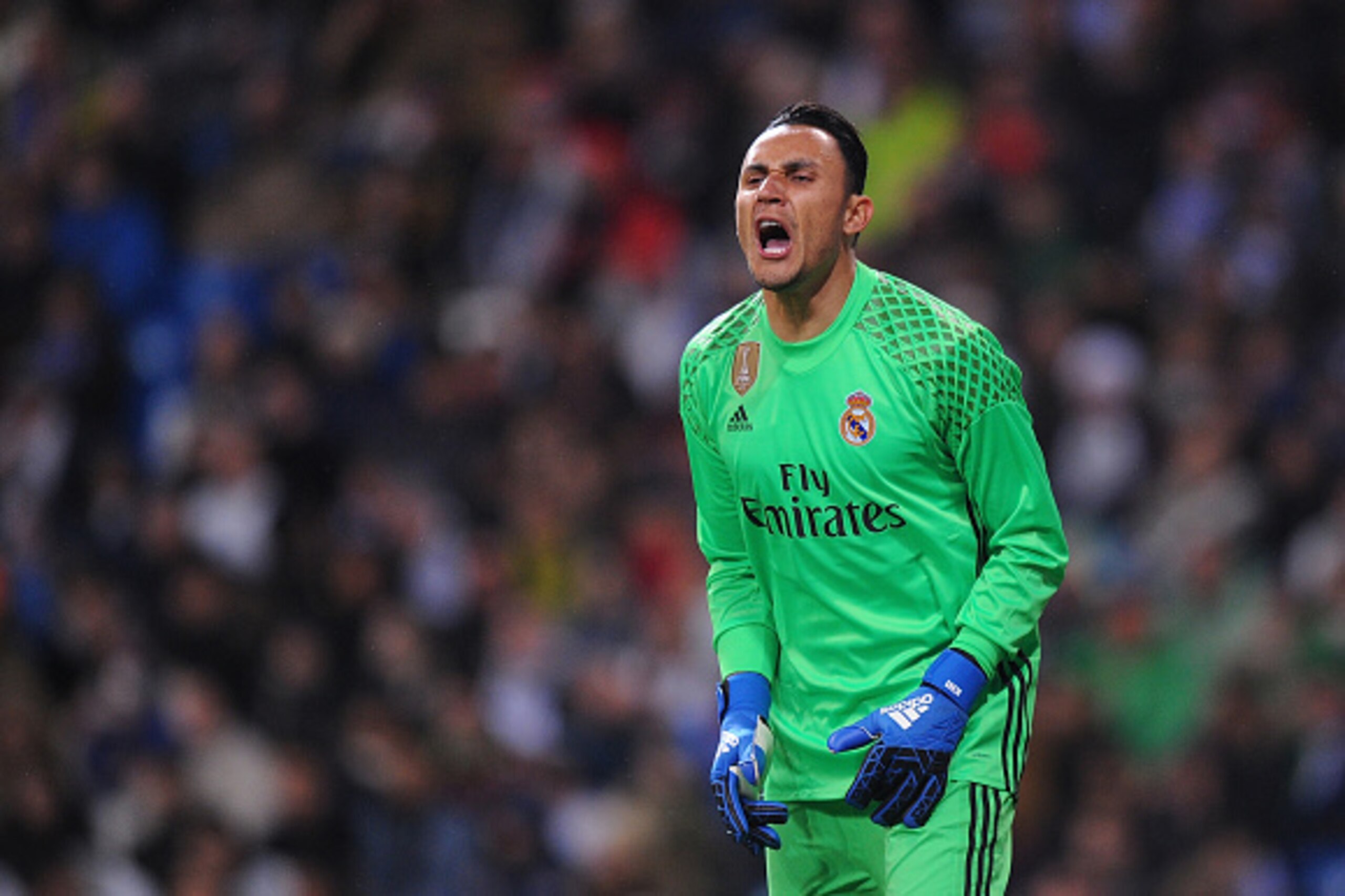 MADRID, SPAIN - JANUARY 29: Keylor Navas of Real Madrid reacts during the La Liga match between Real Madrid CF and Real Sociedad de Futbol at the Bernabeu on January 29, 2017 in Madrid, Spain. (Photo by Denis Doyle/Getty Images)