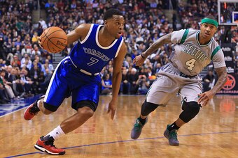 TORONTO, ON - JANUARY 10:  Kyle Lowry #7 of the Toronto Raptors dribbles the ball as Isaiah Thomas #4 of the Boston Celtics defends during the first half of an NBA game at Air Canada Centre on January 10, 2017 in Toronto, Canada.  NOTE TO USER: User expre