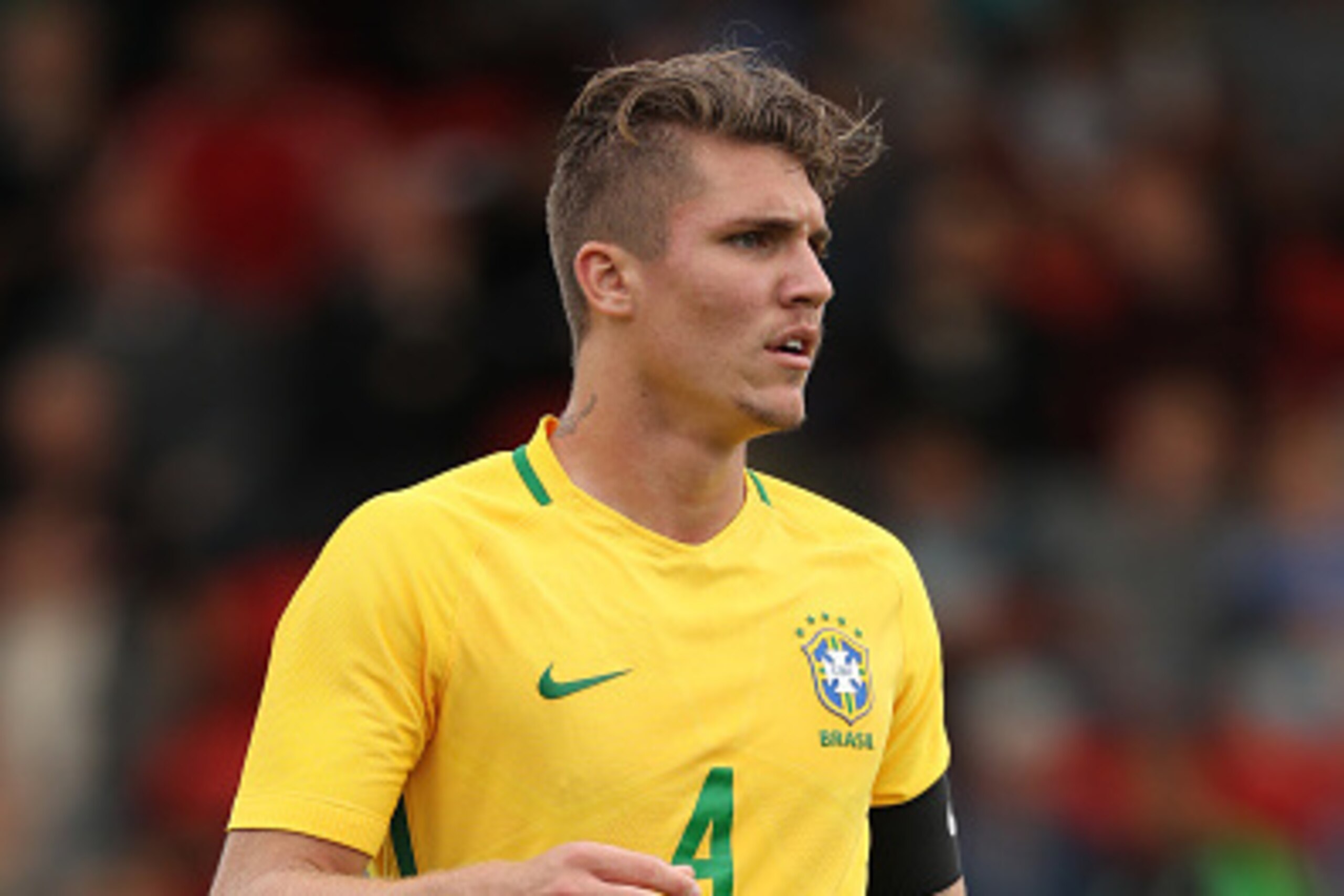 KIDDERMINSTER, ENGLAND - SEPTEMBER 04: Lyanco of Brazil U20 during the International friendly match between England U20 and Brazil U20 at Aggborough Stadium on September 4, 2016 in Kidderminster, England. (Photo by Matthew Ashton - AMA/Getty Images)