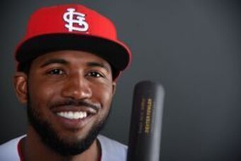 Feb 20, 2017; Jupiter, FL, USA; St. Louis Cardinals center fielder Dexter Fowler (25) poses during spring training media day at Roger Dean Stadium. Mandatory Credit: Steve Mitchell-USA TODAY Sports