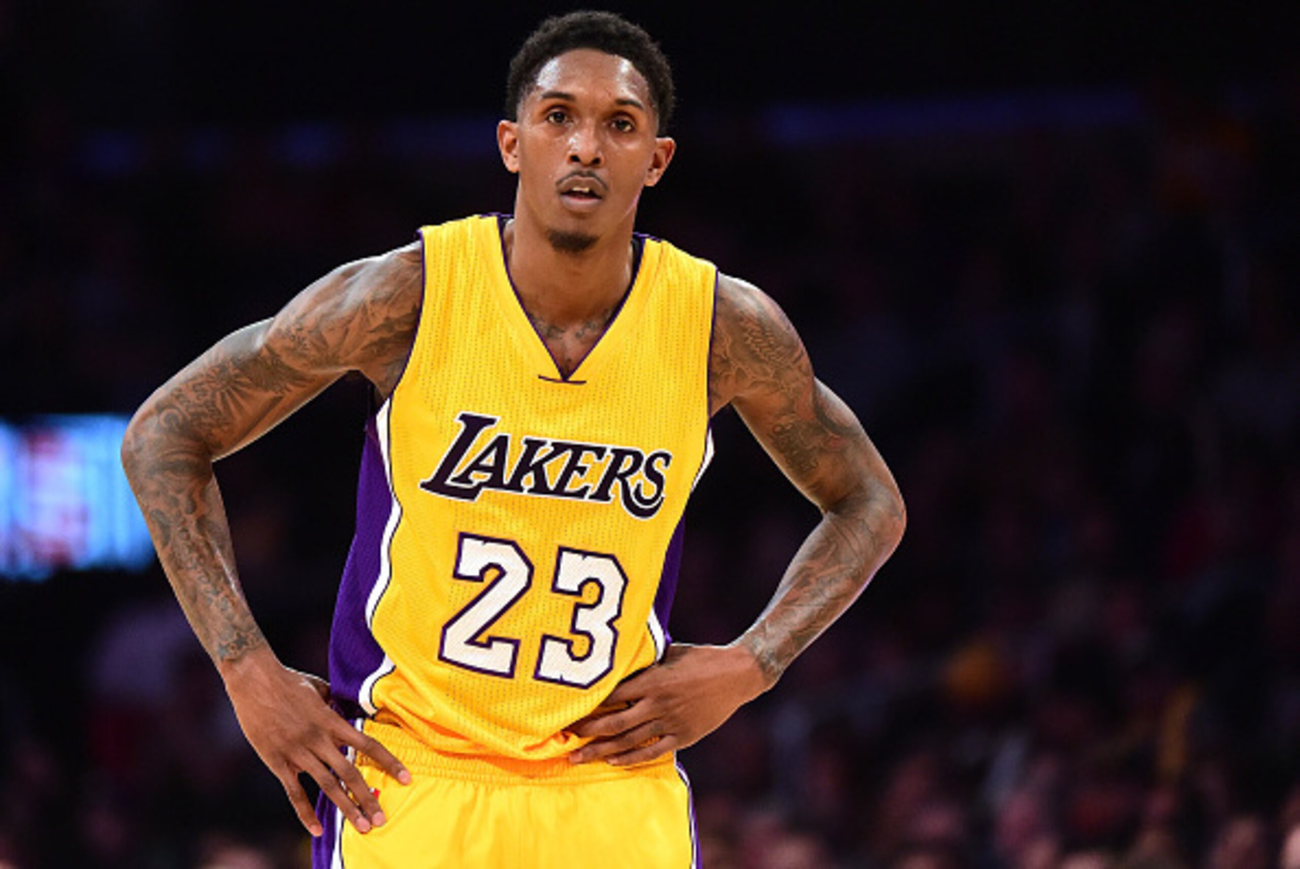 LOS ANGELES, CA - DECEMBER 05:  Louis Williams #23 of the Los Angeles Lakers waits for a free throw during the second half of a 107-101 Utah Jazz win at Staples Center on December 5, 2016 in Los Angeles, California.  NOTE TO USER: User expressly acknowled