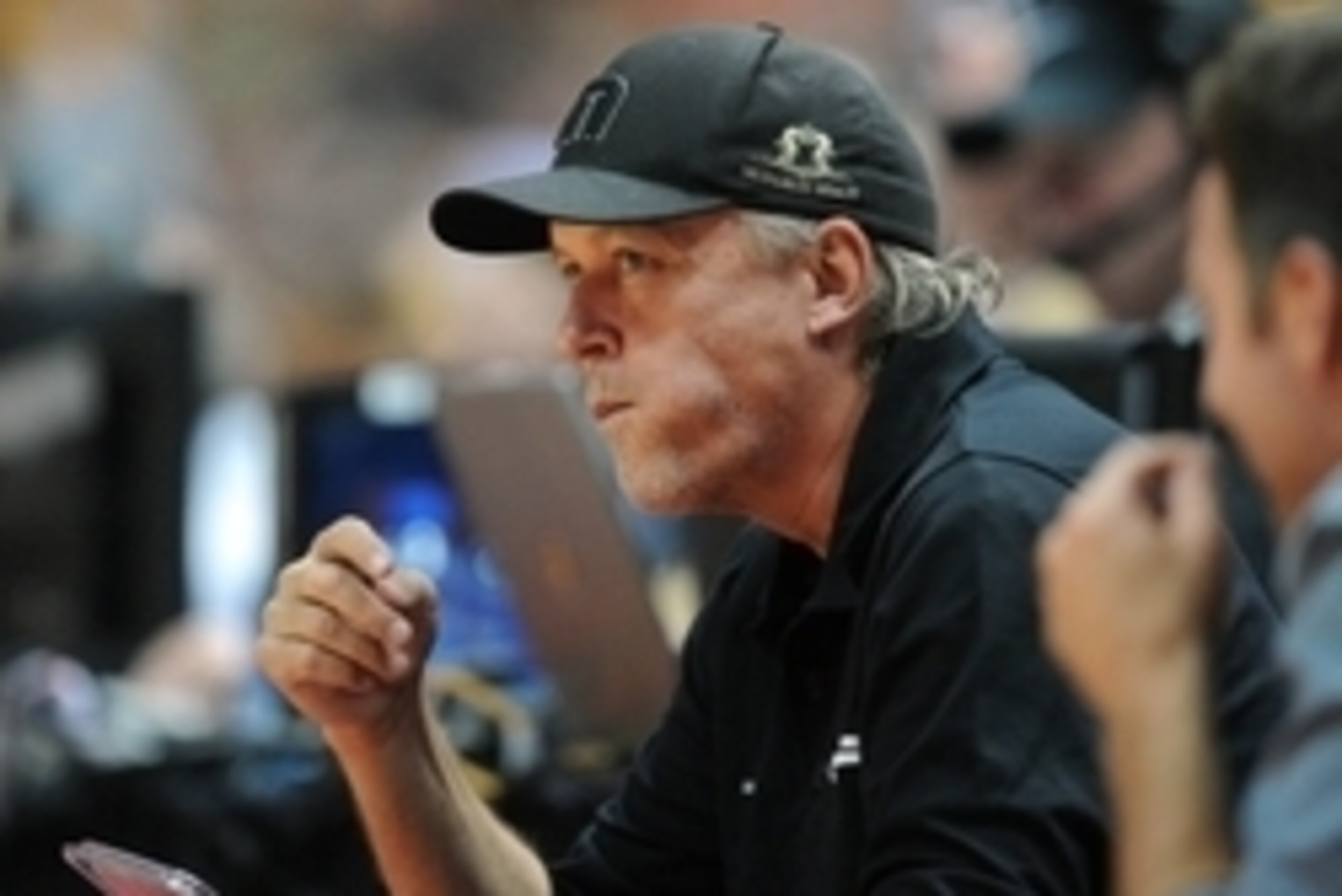 October 22, 2015; Anaheim, CA, USA; Los Angeles Lakers executive Jim Buss in attendance as the Lakers play against the Golden State Warriors during the second half at Honda Center. Mandatory Credit: Gary A. Vasquez-USA TODAY Sports