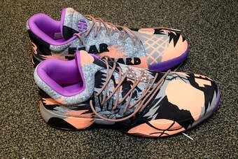 NEW ORLEANS, LA - FEBRUARY 19:  The sneakers of James Harden #13 of the Western Conference All-Star Team before the NBA All-Star Game as part of the 2017 NBA All Star Weekend on February 19, 2017 at the Smoothie King Center in New Orleans, Louisiana.  NOT