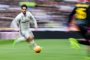 MADRID, SPAIN - FEBRUARY 18: Isco Alarcon of Real Madrid runs during the match Real Madrid vs RCD Espanyol, a La Liga match at the Santiago Bernabeu Stadium on 18 February 2017 in Madrid, Spain. (Photo by Power Sport Images/Getty Images)