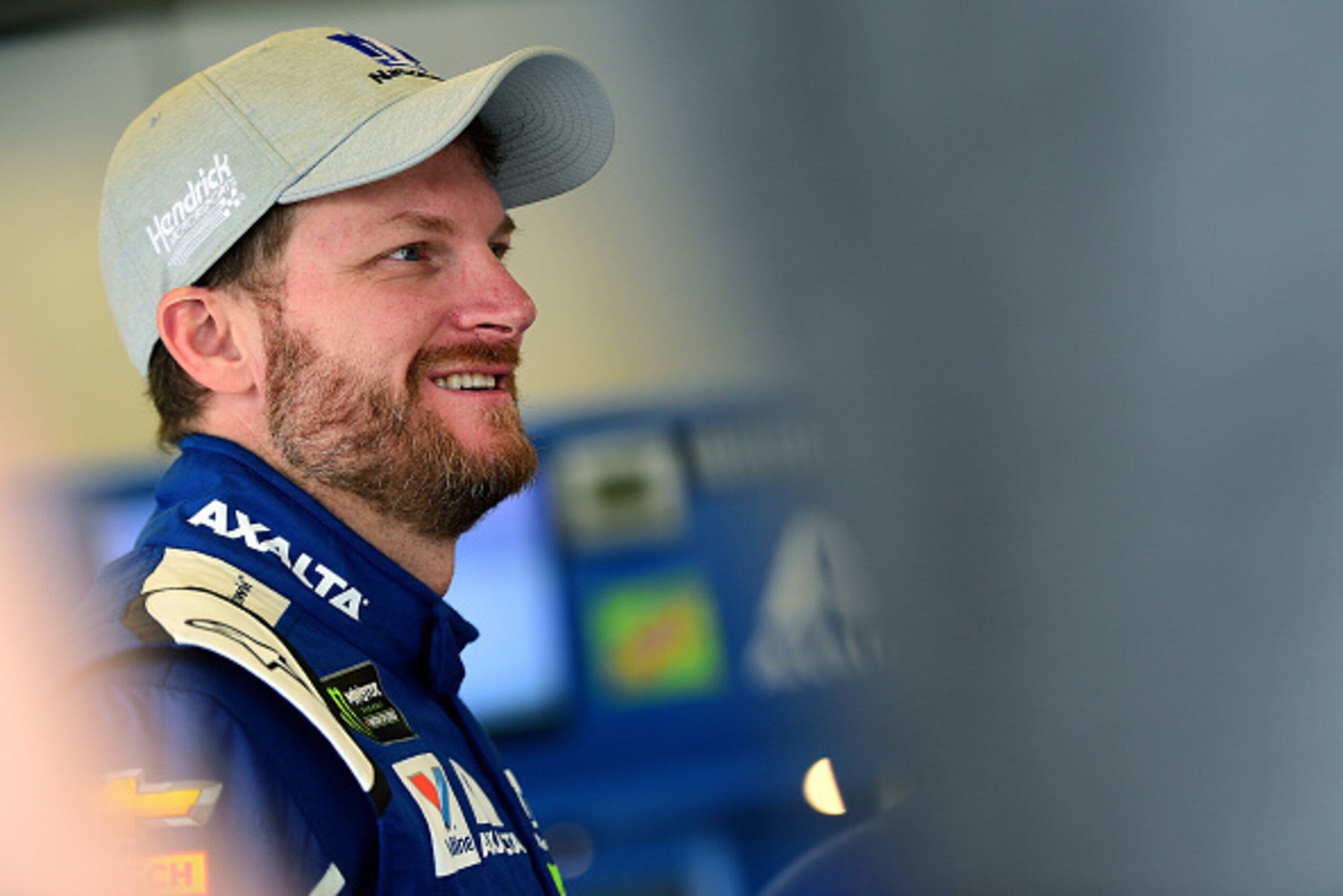 DAYTONA BEACH, FL - FEBRUARY 25: Dale Earnhardt Jr., driver of the #88 Nationwide Chevrolet, stands in the garage area during practice for the 59th Annual DAYTONA 500 at Daytona International Speedway on February 25, 2017 in Daytona Beach, Florida. (Pho DAYTONA BEACH, FL - FEBRUARY 25: Dale Earnhardt Jr., driver of the #88 Nationwide Chevrolet, stands in the garage area during practice for the 59th Annual DAYTONA 500 at Daytona International Speedway on February 25, 2017 in Daytona Beach, Florida. (Pho