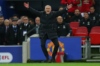 LONDON, ENGLAND - FEBRUARY 26: Jose Mourinho Manager of Manchester United during the EFL Cup Final match between Manchester United and Southampton at Wembley Stadium on February 26, 2017 in London, England. (Photo by Catherine Ivill - AMA/Getty Images)