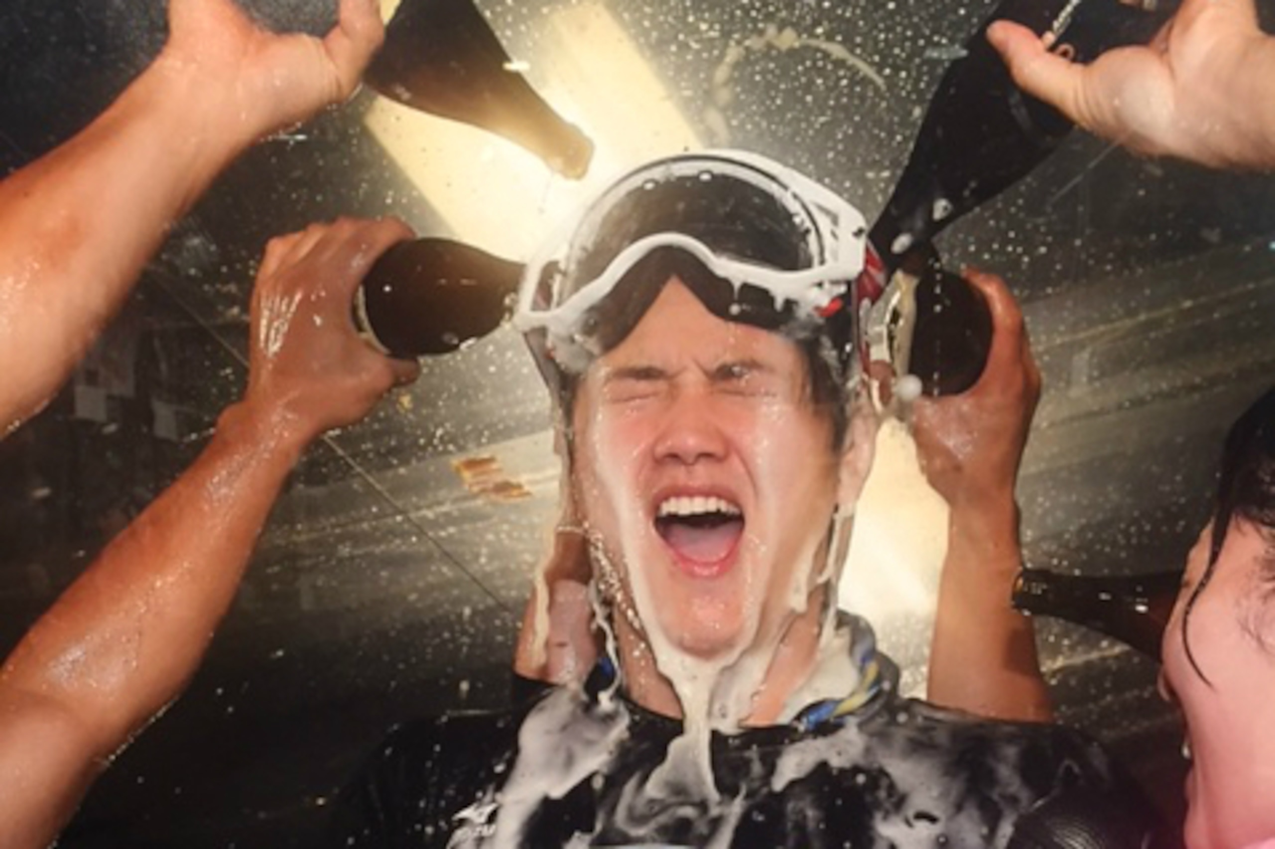 A photo of Shohei Ohtani celebrating the Nippon Ham Fighters' Pacific League title hangs in the Japanese Baseball Hall of Fame.