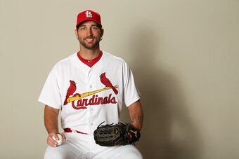 JUPITER, FL - FEBRUARY 20:  Adam Wainwright #50 poses for a portrait during St Louis Cardinals Photo Day at Roger Dean Stadium on February 20, 2017 in Jupiter, Florida.  (Photo by Matthew Stockman/Getty Images)