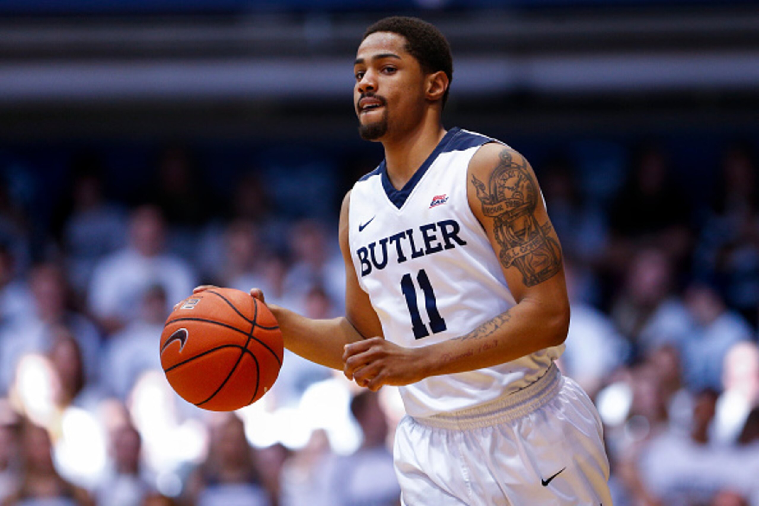 INDIANAPOLIS, IN - FEBRUARY 19: Kethan Savage #11 of the Butler Bulldogs brings the ball up court during the game against the DePaul Blue Demons at Hinkle Fieldhouse on February 19, 2017 in Indianapolis, Indiana. (Photo by Michael Hickey/Getty Images) INDIANAPOLIS, IN - FEBRUARY 19: Kethan Savage #11 of the Butler Bulldogs brings the ball up court during the game against the DePaul Blue Demons at Hinkle Fieldhouse on February 19, 2017 in Indianapolis, Indiana. (Photo by Michael Hickey/Getty Images)