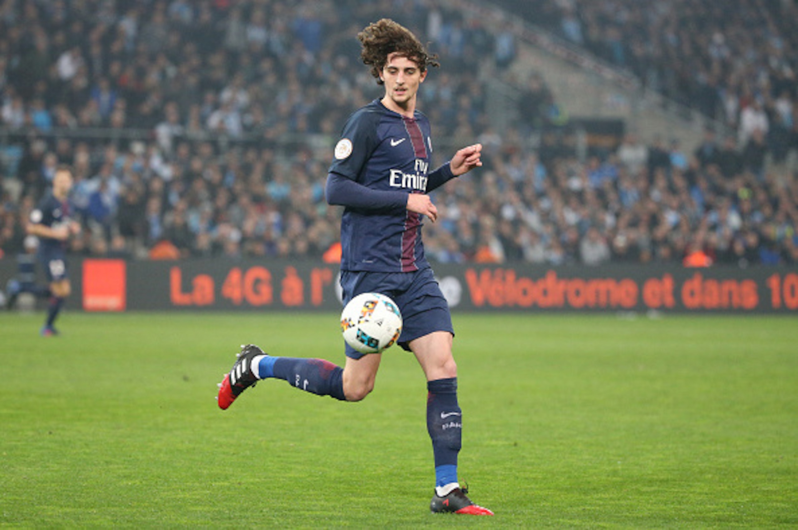 MARSEILLE, FRANCE - FEBRUARY 26: Adrien Rabiot of PSG in action during the French Ligue 1 match between Olympique de Marseille (OM) and Paris Saint Germain (PSG) at Stade Velodrome on February 26, 2017 in Marseille, France. (Photo by Jean Catuffe/Getty Im MARSEILLE, FRANCE - FEBRUARY 26: Adrien Rabiot of PSG in action during the French Ligue 1 match between Olympique de Marseille (OM) and Paris Saint Germain (PSG) at Stade Velodrome on February 26, 2017 in Marseille, France. (Photo by Jean Catuffe/Getty Im