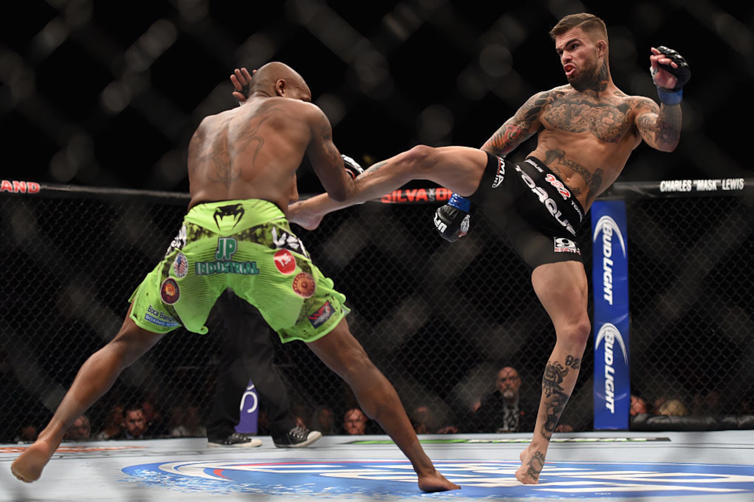 Cody Garbrandt kicks Marcus Brimage in their bantamweight bout during the UFC 182 event at the MGM Grand Garden Arena on January 3, 2015, in Las Vegas. Cody Garbrandt kicks Marcus Brimage in their bantamweight bout during the UFC 182 event at the MGM Grand Garden Arena on January 3, 2015, in Las Vegas.
