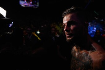 Cody Garbrandt walks back to the locker room after his bantamweight fight during the UFC 189 event inside the MGM Grand Garden Arena on July 11, 2015, in Las Vegas.