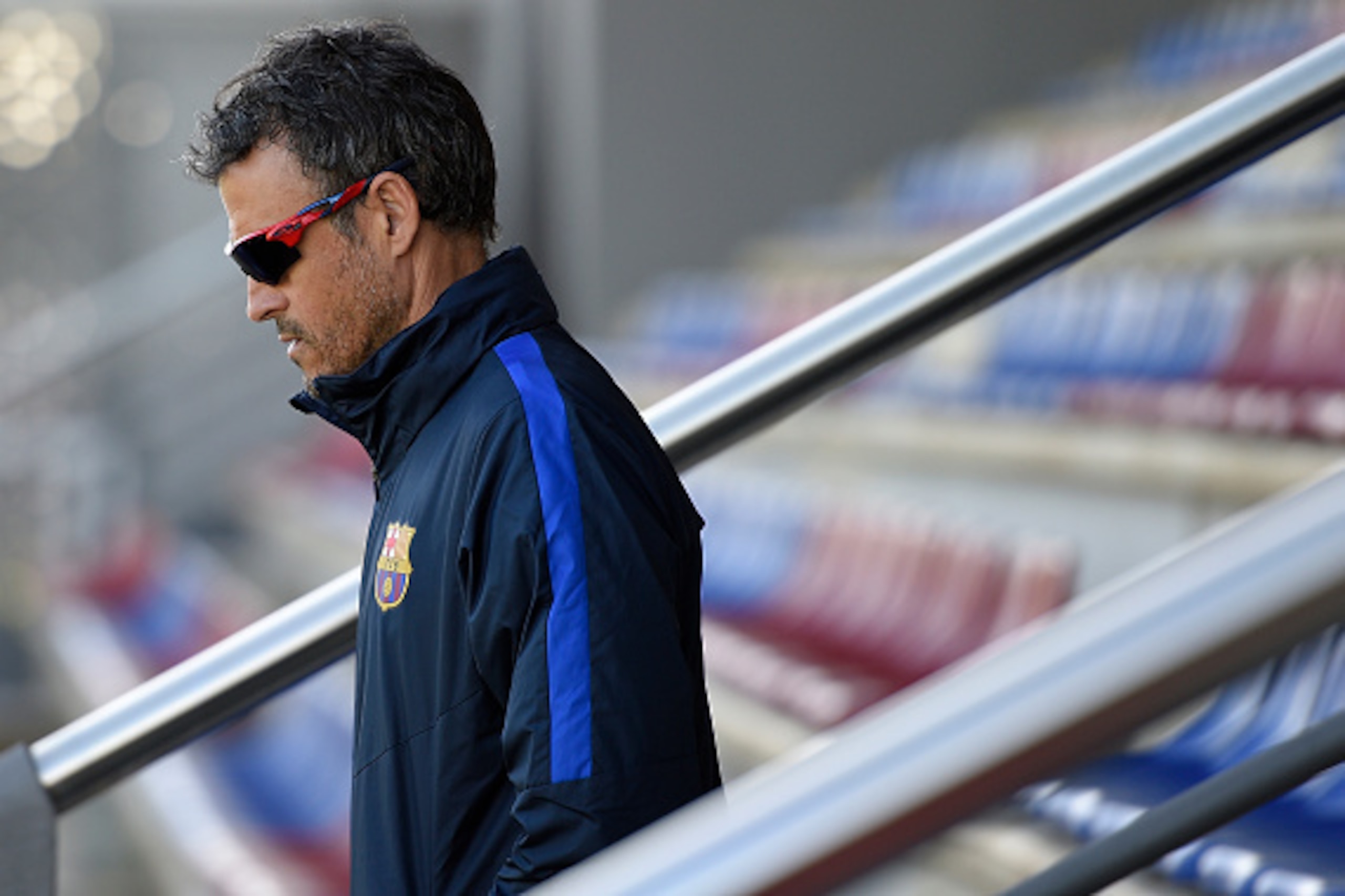 Barcelona's coach Luis Enrique arrives for a training session at the Sports Center FC Barcelona Joan Gamper in Sant Joan Despi, near Barcelona on March 7, 2017, on the eve of the UEFA Champions League football match between FC Barcelona and Paris Saint-Ge