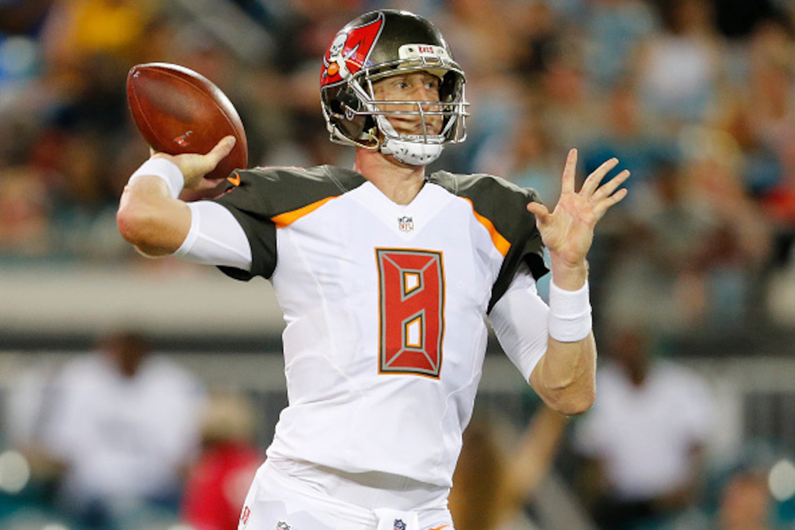 JACKSONVILLE, FL - AUGUST 20: Mike Glennon #8 of the Tampa Bay Buccaneers throws the ball against the Jacksonville Jaguars during a preseason game on August 20, 2016 at EverBank Field in Jacksonville, Florida. Tampa Bay defeated Jacksonville 27-21. (Photo JACKSONVILLE, FL - AUGUST 20: Mike Glennon #8 of the Tampa Bay Buccaneers throws the ball against the Jacksonville Jaguars during a preseason game on August 20, 2016 at EverBank Field in Jacksonville, Florida. Tampa Bay defeated Jacksonville 27-21. (Photo