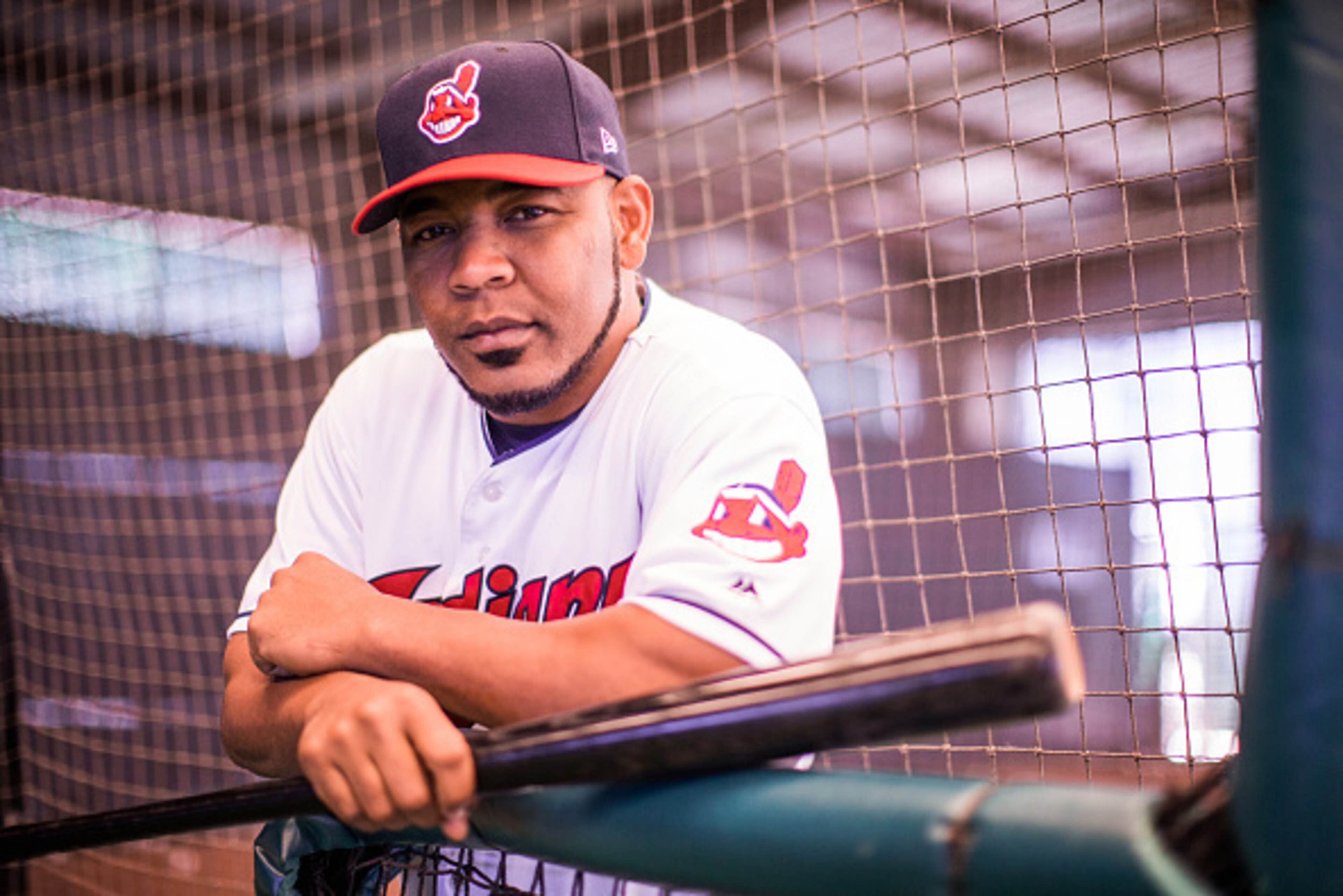 GOODYEAR, AZ - FEBRUARY 24:  Edwin Encarnacion of the Cleveland Indians poses for a portrait during Indians Photo Day at the Goodyear Sports Complex on February 24, 2017 in Goodyear, Arizona. (Photo by Rob Tringali/Getty Images)