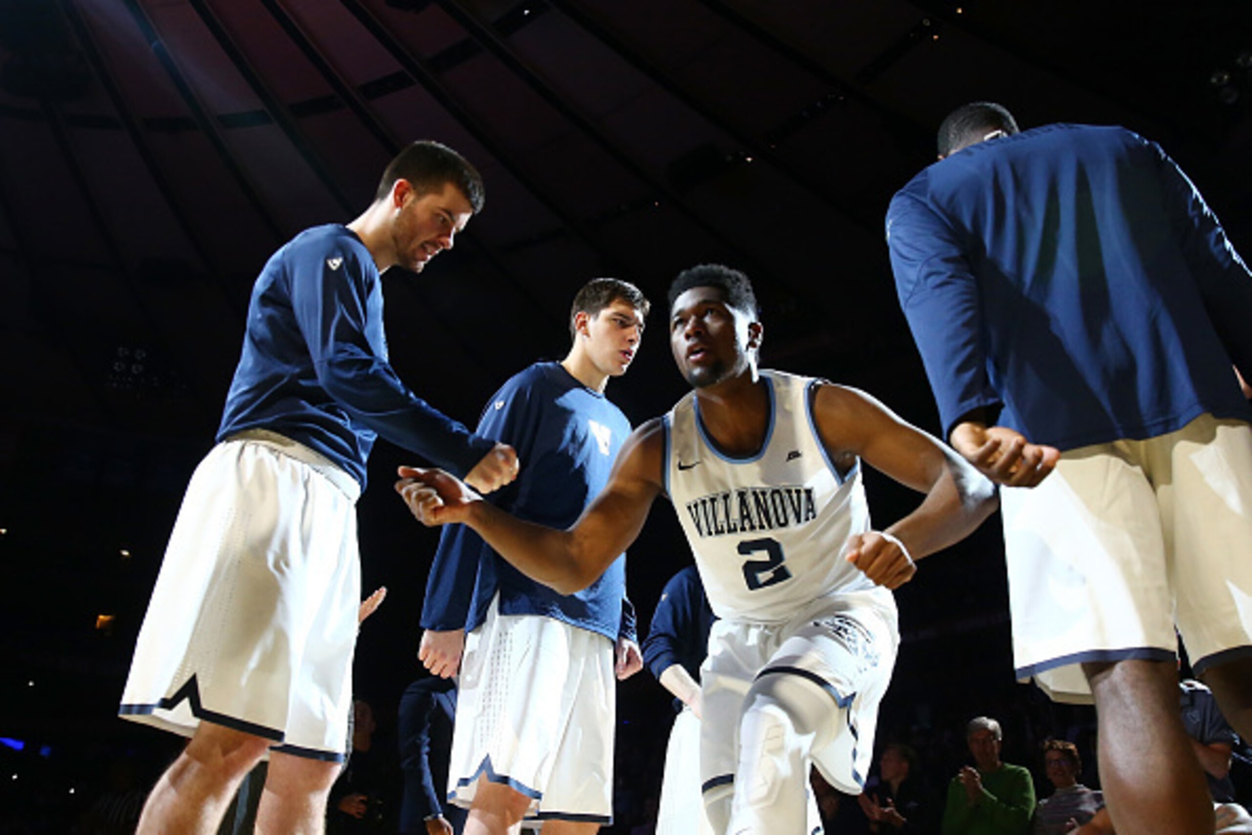 NEW YORK, NY - MARCH 10: Kris Jenkins #2 of the Villanova Wildcats is introduced prior to the start of the game against Seton Hall Pirates during the Big East Basketball Tournament - Semifinals at Madison Square Garden on March 10, 2017 in New York City. 