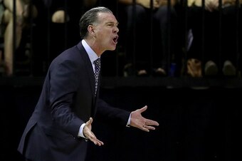 WACO, TX - FEBRUARY 11:  Head coach Jamie Dixon of the TCU Horned Frogs leads the TCU Horned Frogs against the Baylor Bears in the first half at Ferrell Center on February 11, 2017 in Waco, Texas.  (Photo by Tom Pennington/Getty Images)