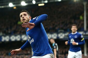 LIVERPOOL, ENGLAND - MARCH 11:  Kevin Mirallas of Everton celebrates scoring his sides first goal during the Premier League match between Everton and West Bromwich Albion at Goodison Park on March 11, 2017 in Liverpool, England.  (Photo by Jan Kruger/Gett