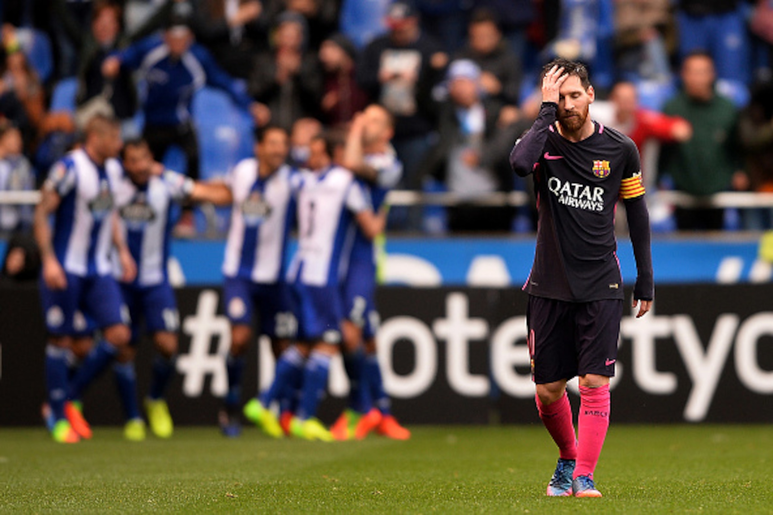 LA CORUNA, SPAIN - MARCH 12: Lionel Messi of FC Barcelona reacts during the La Liga match between RC Deportivo La Coruna and FC Barcelona at Riazor Stadium on March 12, 2017 in La Coruna, Spain. (Photo by Octavio Passos/Getty Images)