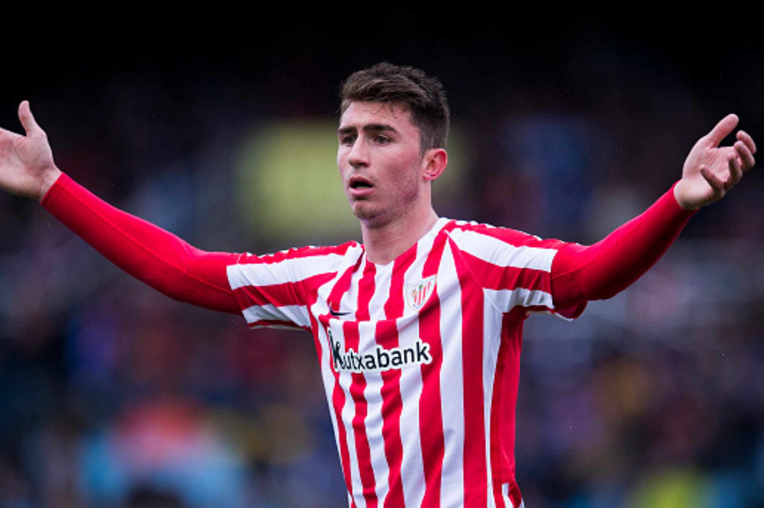 SAN SEBASTIAN, SPAIN - MARCH 12:  Aymeric Laporte of Athletic Club Bilbao reacts during the La Liga match between Real Sociedad de Futbol and Athletic Club Bilbao at Estadio Anoeta on March 12, 2017 in San Sebastian, Spain.  (Photo by Juan Manuel Serrano 