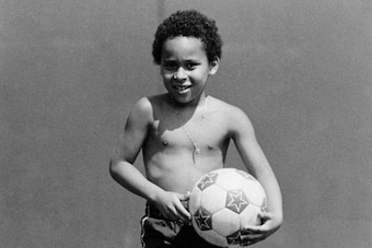 Seven-year-old Edinho pictured at Giants Stadium in New York, in 1978