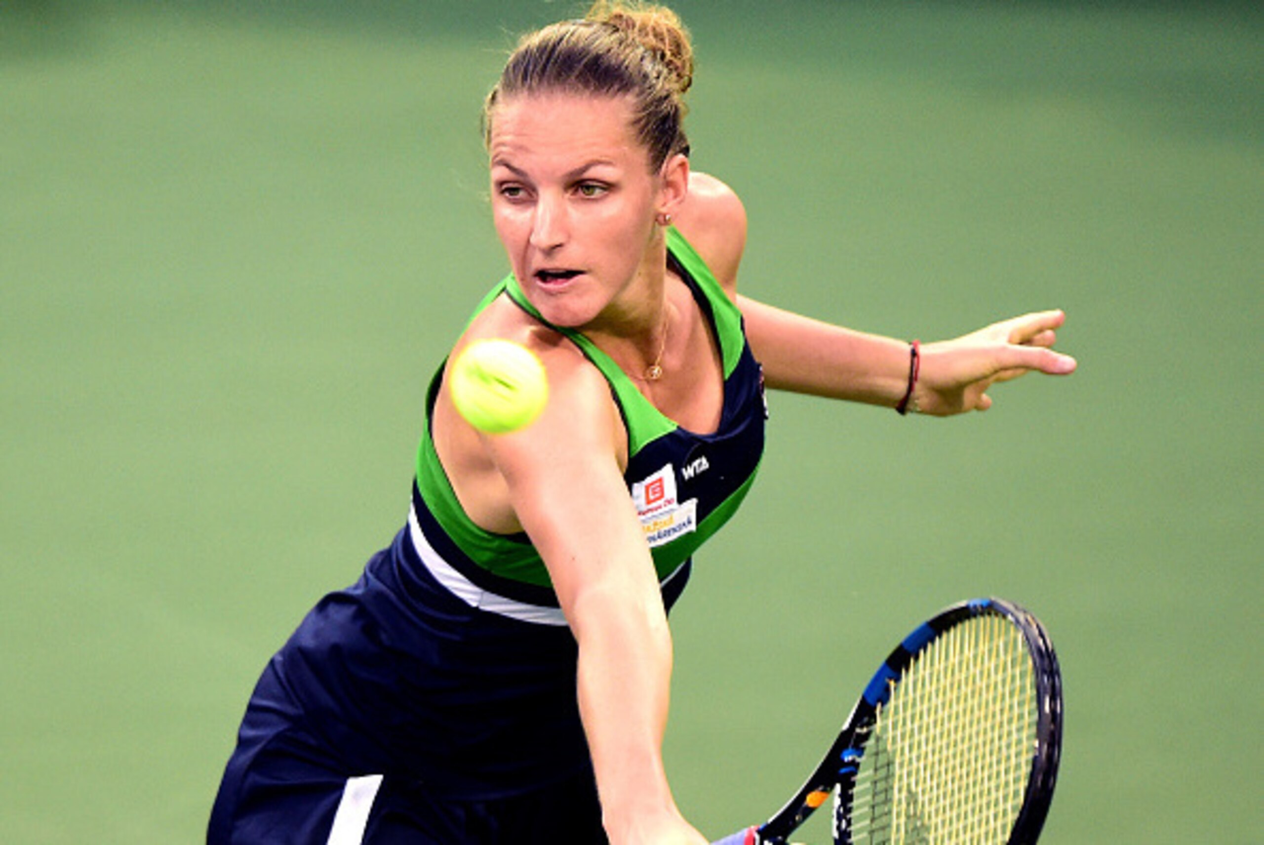 INDIAN WELLS, CA - MARCH 12: Karolina Pliskova of the Czech Republic plays a backhand in a straight set win over Irina-Camelia Begu of Romania during the BNP Paribas Open at Indian Wells Tennis Garden on March 12, 2017 in Indian Wells, California. (Phot INDIAN WELLS, CA - MARCH 12: Karolina Pliskova of the Czech Republic plays a backhand in a straight set win over Irina-Camelia Begu of Romania during the BNP Paribas Open at Indian Wells Tennis Garden on March 12, 2017 in Indian Wells, California. (Phot