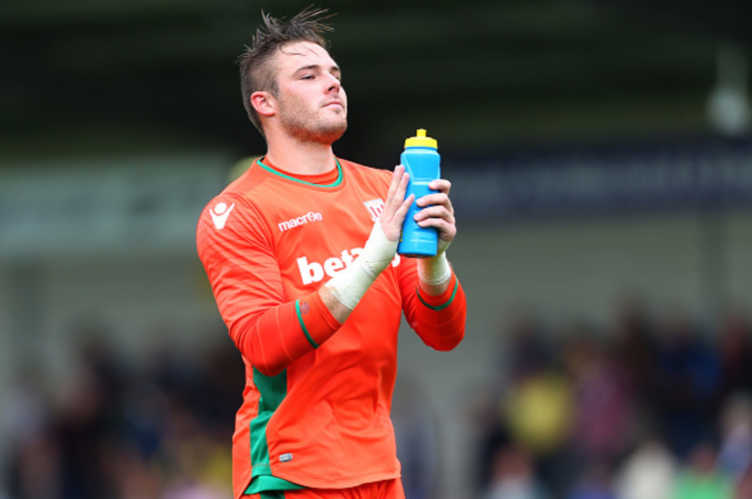 BURTON-UPON-TRENT, ENGLAND - JULY 16:  Jack Butland of Stoke City during the Pre-Season Friendly match between Burton Albion and Stoke City at Pirelli Stadium on July 16, 2016 in Burton-upon-Trent, England. (Photo by Catherine Ivill - AMA/Getty Images)