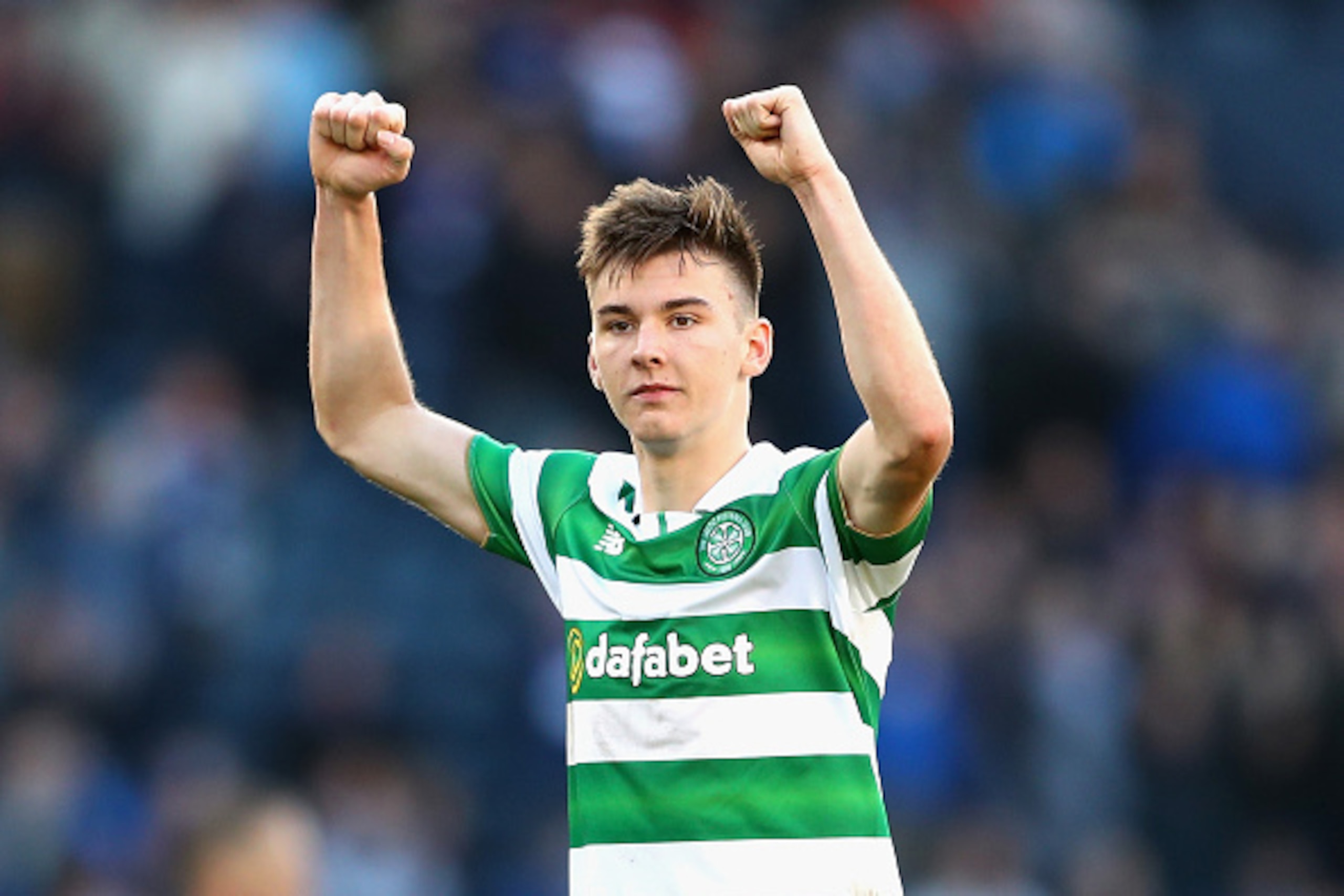 GLASGOW, SCOTLAND - OCTOBER 23:  Kieran Tierney of Celtic celebrates victory during the Betfred Cup Semi Final match between Rangers and Celtic at Hampden Park on October 23, 2016 in Glasgow, Scotland.  (Photo by Michael Steele/Getty Images)