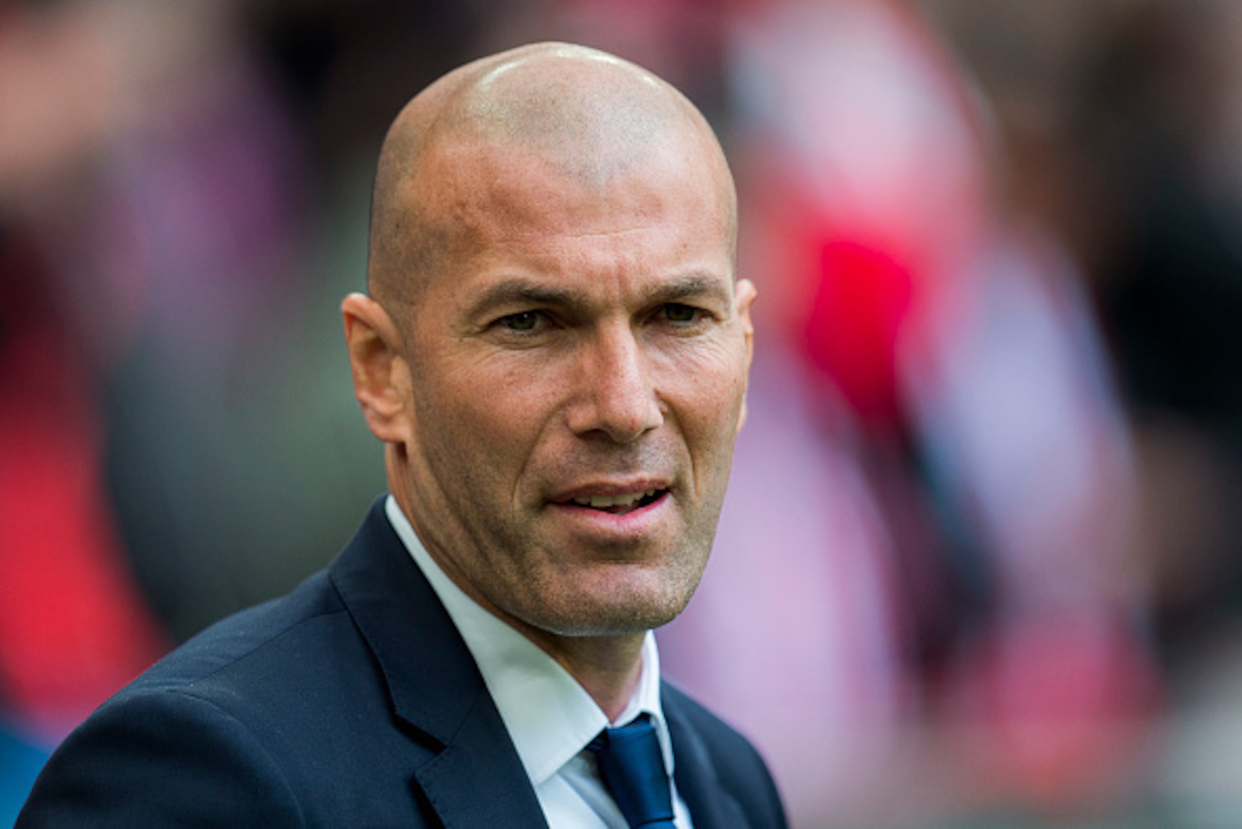 BILBAO, SPAIN - MARCH 18:  Head coach Zinedine Zidane of Real Madrid looks on prior to the start the La Liga match between Athletic Club Bilbao and Real Madrid at San Mames Stadium on March 18, 2017 in Bilbao, Spain.  (Photo by Juan Manuel Serrano Arce/Ge