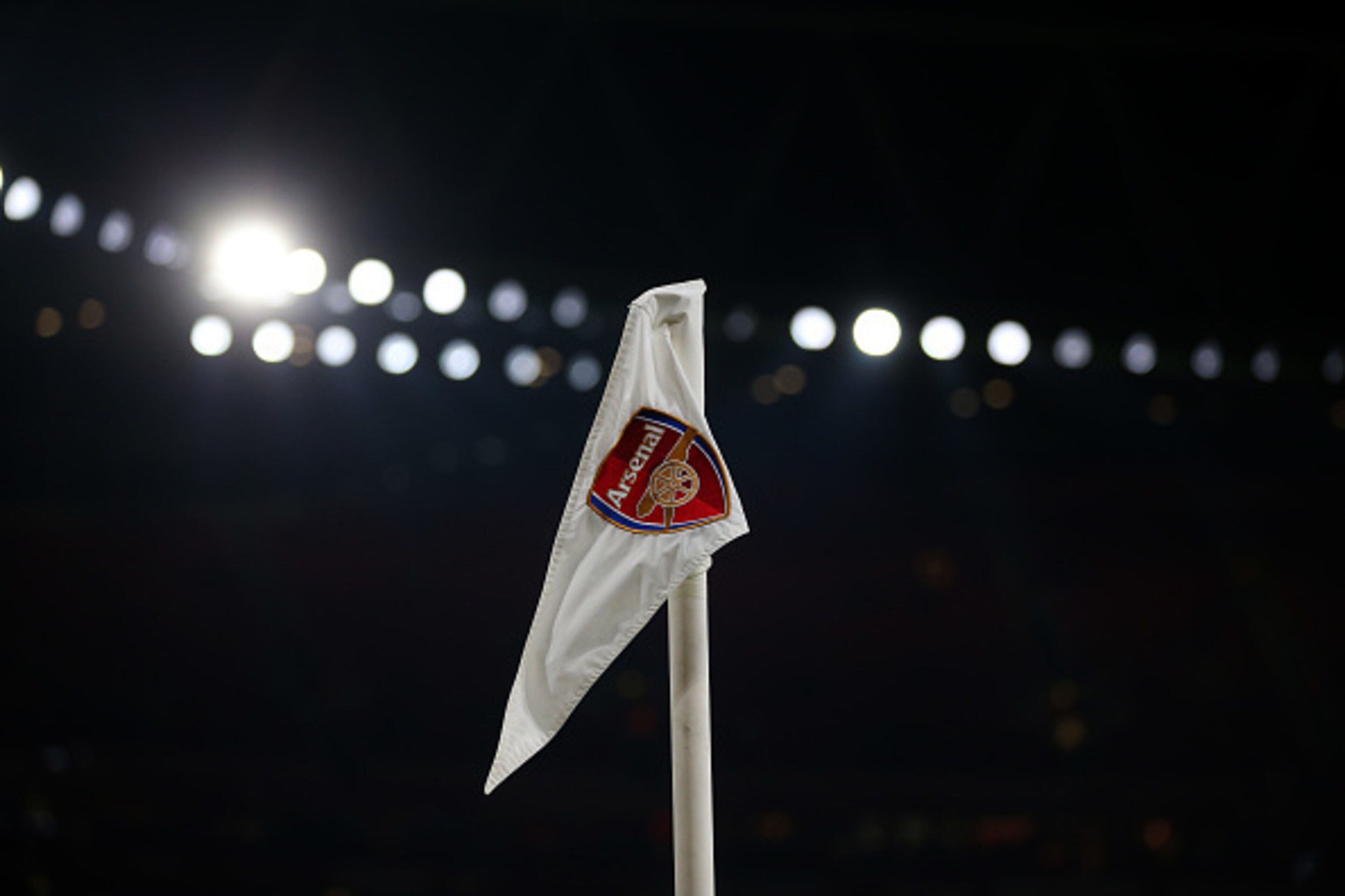 LONDON, ENGLAND - NOVEMBER 30: A corner flag with the Arsenal club badge on it during the EFL Quarter Final Cup match between Arsenal and Southampton at Emirates Stadium on November 30, 2016 in London, England. (Photo by Catherine Ivill - AMA/Getty Images