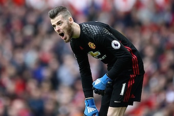 MANCHESTER, ENGLAND - MARCH 04:  Goalkeeper David de Gea of Manchester United shouts instructions during the Premier League match between Manchester United and AFC Bournemouth at Old Trafford on March 4, 2017 in Manchester, England.  (Photo by Julian Finn