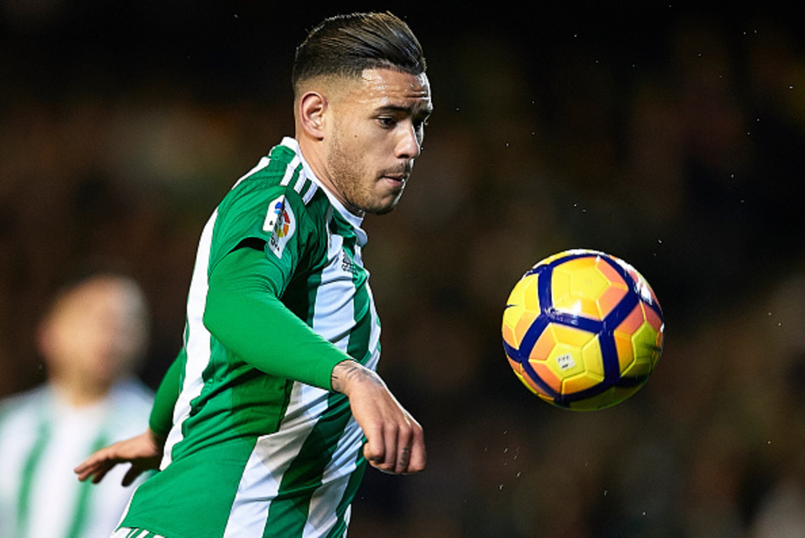 SEVILLE, SPAIN - MARCH 03:  Arnaldo Antonio Sanabria of Real Betis Balompie in action during La Liga match between Real Betis Balompie and Real Sociedad de Futbol at Benito Villamarin Stadium on March 03, 2017 in Seville, Spain.  (Photo by Aitor Alcalde C