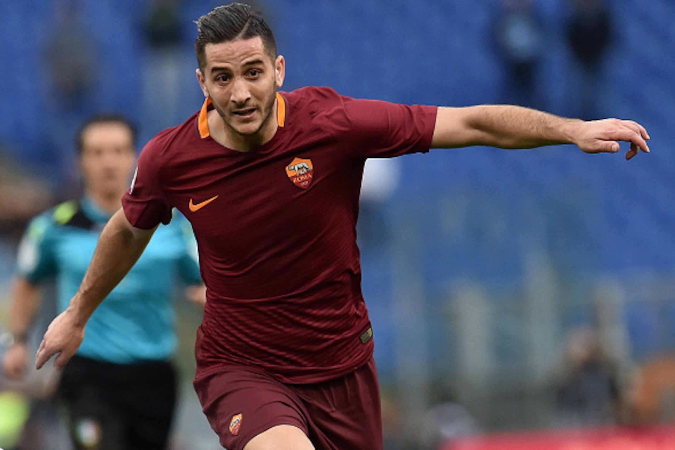 ROME, ITALY - MARCH 04: Kostas Manolas of AS Roma in action during the Serie A match between AS Roma and SSC Napoli at Stadio Olimpico on March 4, 2017 in Rome, Italy.  (Photo by Giuseppe Bellini/Getty Images)