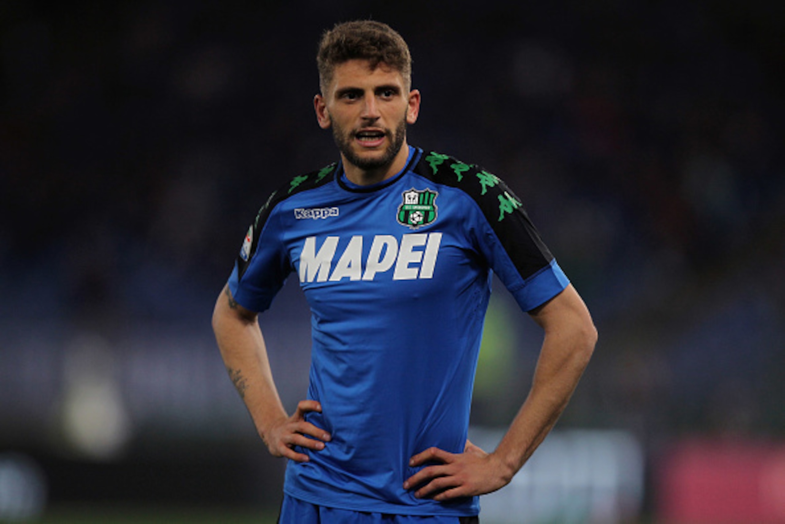 ROME, ITALY - MARCH 19: Domenico Berardi of US Sassuolo looks on during the Serie A match between AS Roma and US Sassuolo at Stadio Olimpico on March 19, 2017 in Rome, Italy. (Photo by Paolo Bruno/Getty Images) ROME, ITALY - MARCH 19: Domenico Berardi of US Sassuolo looks on during the Serie A match between AS Roma and US Sassuolo at Stadio Olimpico on March 19, 2017 in Rome, Italy. (Photo by Paolo Bruno/Getty Images)