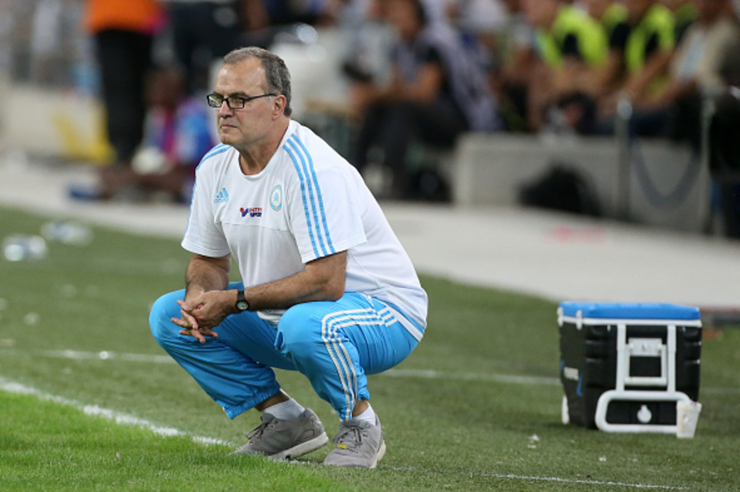 MARSEILLE - AUGUST 8: Coach of OM Marcelo Bielsa reacts during the French Ligue 1 match between Olympique de Marseille (OM) and SM Caen at Stade Velodrome on August 8, 2015 in Marseille, France. (Photo by Jean Catuffe/Getty Images) MARSEILLE - AUGUST 8: Coach of OM Marcelo Bielsa reacts during the French Ligue 1 match between Olympique de Marseille (OM) and SM Caen at Stade Velodrome on August 8, 2015 in Marseille, France. (Photo by Jean Catuffe/Getty Images)