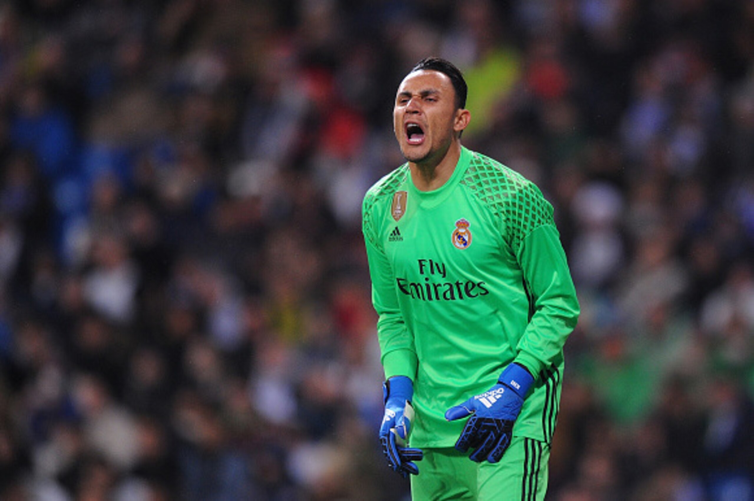 MADRID, SPAIN - JANUARY 29: Keylor Navas of Real Madrid reacts during the La Liga match between Real Madrid CF and Real Sociedad de Futbol at the Bernabeu on January 29, 2017 in Madrid, Spain. (Photo by Denis Doyle/Getty Images)