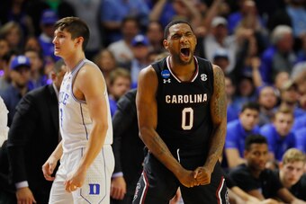 Sindarius Thornwell reacts against Duke during the second round of the NCAA tournament on March 19, 2017.