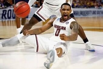 Thornwell celebrates against Marquette on March 17, 2017.