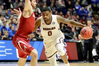 Thornwell dribbles against Alabama during the quarterfinals of the SEC tournament on March 10, 2017.