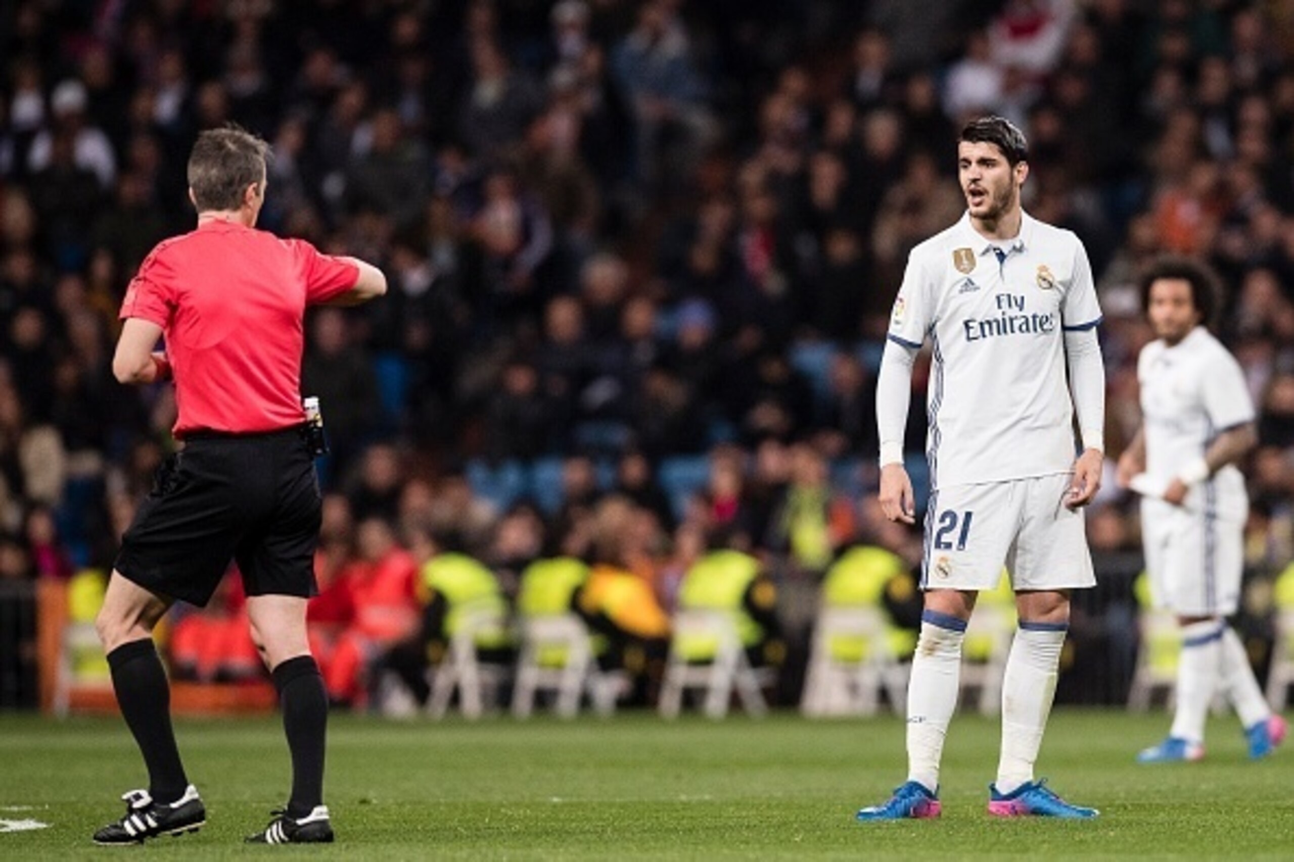 MADRID, SPAIN - MARCH 01: Alvaro Morata of Real Madrid reacts during their La Liga match between Real Madrid vs Las Palmas at the Santiago Bernabeu Stadium on 01 March 2017 in Madrid, Spain. (Photo by Power Sport Images/Getty Images)