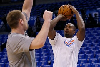 Dave Bliss (left) began his NBA career as an assistant coach with the Oklahoma City Thunder.