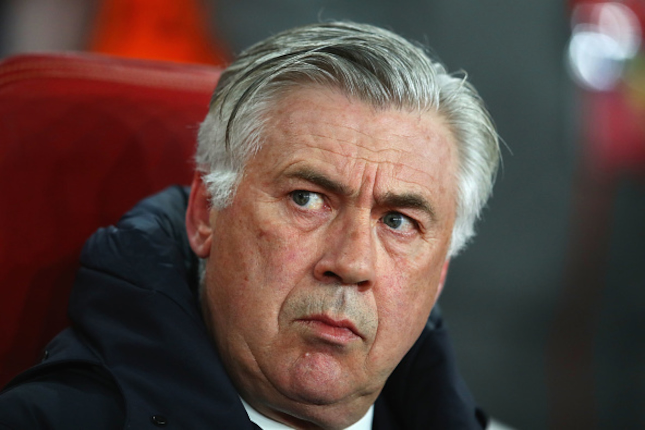 LONDON, ENGLAND - MARCH 07:  Carlo Ancelotti head coach of Bayern Muenchen looks on prior to the UEFA Champions League Round of 16 second leg match between Arsenal FC and FC Bayern Muenchen at Emirates Stadium on March 7, 2017 in London, United Kingdom.  